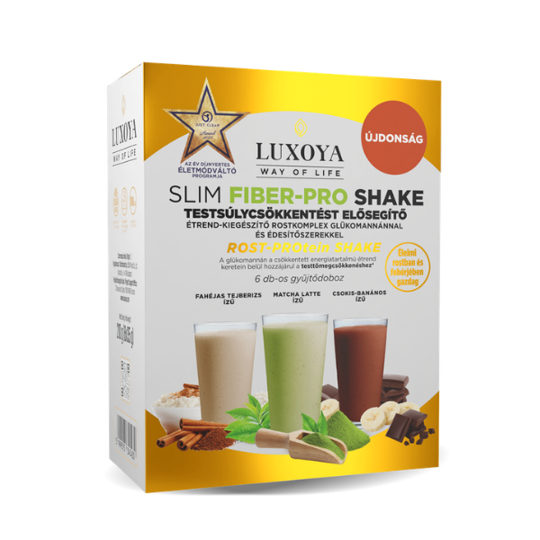 Luxoya Slim Fiber-Pro Shake mix - 3x2x35g Testsúlycsökkentést elősegítő étrend-kiegészítő rostkomplex glükomannánnal és édesítőszerekkel